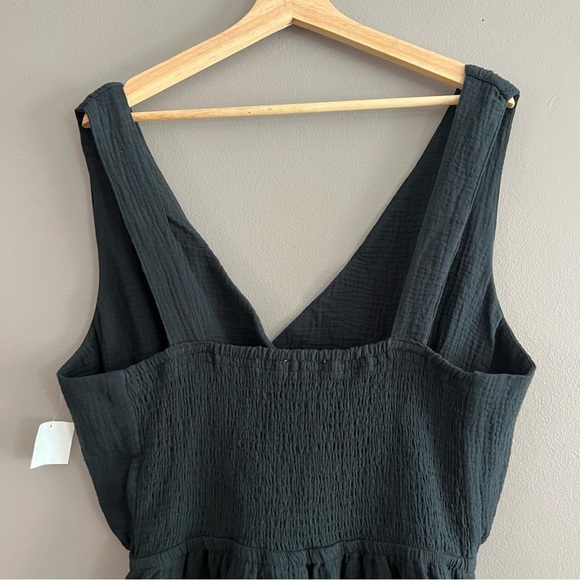 Steve Madden Taryn Cotton Gauze Midi Dress Sleeveless V Neck  Black Large - Picture 7 of 15